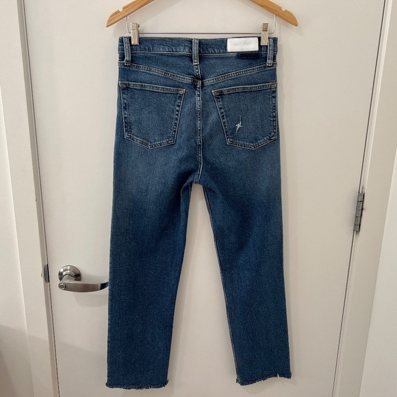 RE/DONE 70s Ultra High Rise Stove Pipe Jeans, Size 29, in Vintage Indigo Destroy - Picture 7 of 16